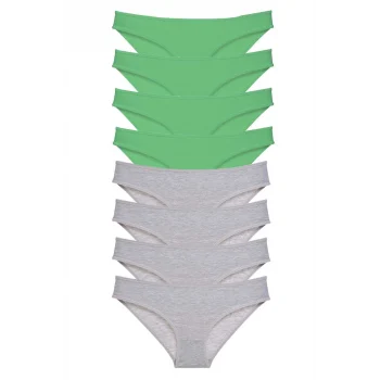 8 adet Süper Eko Set Likralı Kadın Slip Külot Yeşil Gri