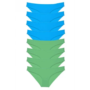 8 adet Süper Eko Set Likralı Kadın Slip Külot Yeşil ve Mavi