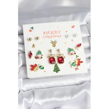 8 Çift Yılbaşı Temalı Kadın Küpe