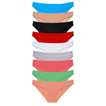 9 adet Süper Eko Set Likralı Kadın Slip Külot Tüm Renkler