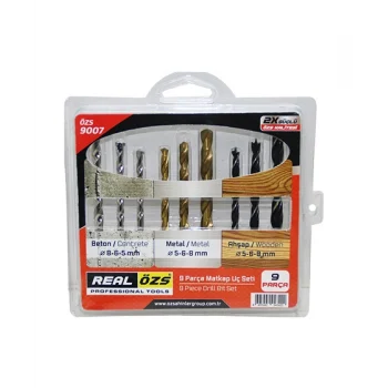 9 Parça  Matkap Ucu Seti Beton - Metal - Ahşap - 5-6-8mm