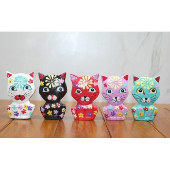 Ahşap 5li Kedi Seti Polos:5