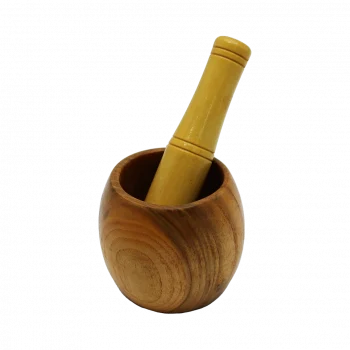 Ahşap Bambu Havan Sarımsak Dövecek Çap: 8cm--derinlik:5.5cm--yükseklik:9.5cm
