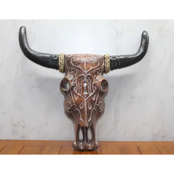 Ahşap Duvara Asmalı Bufalo Kafası
