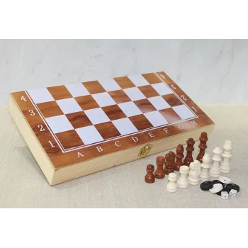 Ahşap Kutulu Satranç Ve Tavla Seti Alk4023