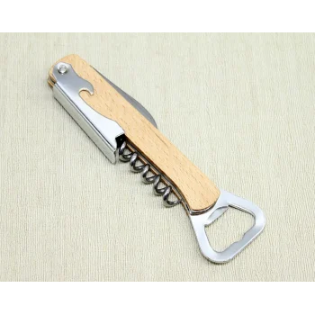 Ahşap Paslanmaz Çelik Tirbuşon Açacak