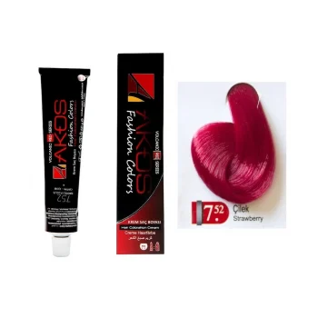 Akos Çilek Kızılı Saç Boyası 7.52 1 Adet + 1 Adet Oksidan