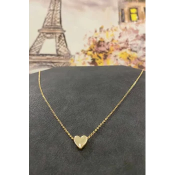 Altın Kaplama Minimal Kalp Tasarım İnce Zincirli Kolye 40 cm