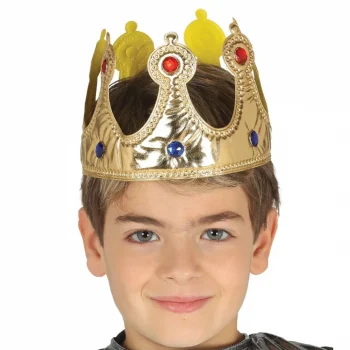 Altın Renk Kumaş Malzemeden İmal Yetişkin Ve Çocuk Kral Tacı 55 Cm