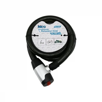 Anahtarlı Aç-kapa Kilit Kapaklı Motor - Bisiklet Kilit Çelik Tel Siyah Şeffaf Kılıf 24mmx150cm
