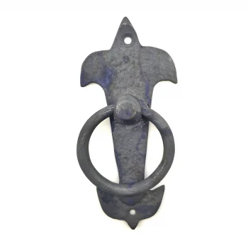 Antika Tarz Dekoratif Pirinç Lale Kapı Halkası - 165x70mm, Oksit