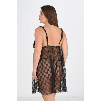 Büyük Beden Siyah Gecelik 3041