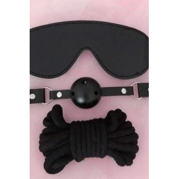 Gözlük Ağız Topu İp Üçlü Deri Harness Set