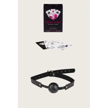 Sexy Görselli Oyun Kartı Kama Sutra Siyah Ağız Topu Set
