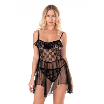 Fildişi Kısa Tül Gecelik