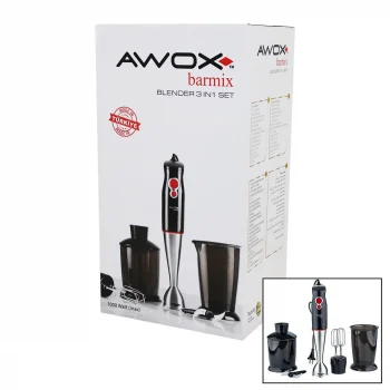 Awox Barmix  3in1  Blender Seti  Çelik 2li Mikser   Çelik Rondo Bıçak   Çelik 4 Kanatlı Bıçak   1000w