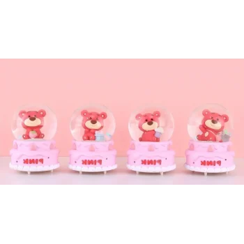 Ayıcıklı Işıklı Kar Küresi 7 Cm Alk3102