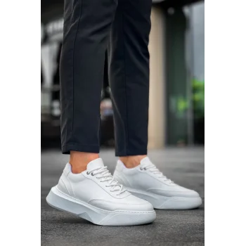 BA0354 Günlük  Bağcıklı Erkek Yüksek Taban Beyaz Spor Ayakkabı