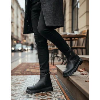 BA0777 Siyah Çift Fermuarlı Erkek Yarım Bilek Bot