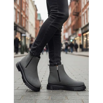 BA0777 Süet Füme Çift Fermuarlı Erkek Yarım Bilek Bot