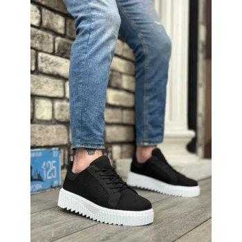 BA0803 BOA Yüksek Taban Triko Siyah Erkek Ayakkabı