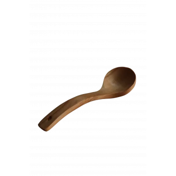 Bambu Eğri Büyük Kaşık - Delikli, Ergonomik, Çizmez Ahşap Kaşık 1 Adet 26cm