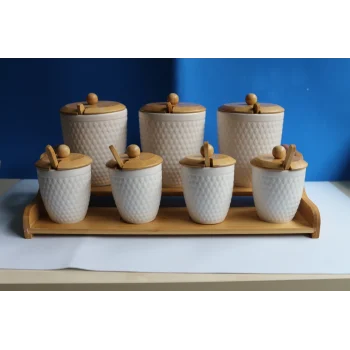 Bambu Standlı 7li Baharat Seti Vora