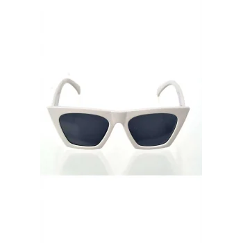 Beyaz Çerçeve Cat Eye Kadın Güneş Gözlüğü - Moda Gözlük