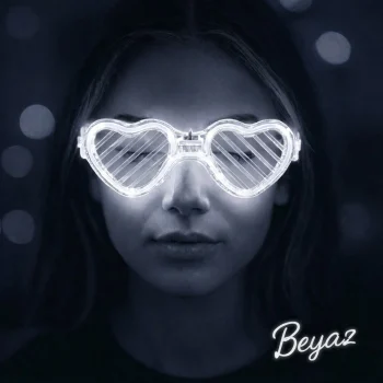 Beyaz LED Işıklı Kalp Gözlük – 3 Modlu