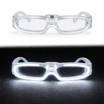 Beyaz Led Işıklı Parti Gözlüğü 3 Modlu – Glow & Gece Eğlence Gözlüğü
