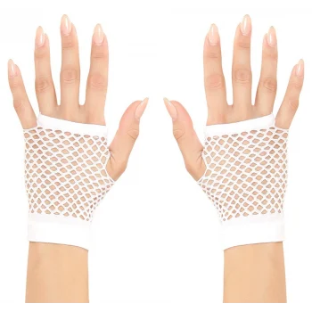 Beyaz Renk Kısa Boy Fileli Örgü Eldiven