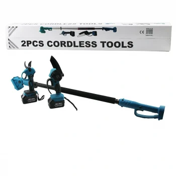 Bn-5 Cordless Tools Ltj-6a Zz-01 2 Pcs Set 6" Budama Dal Kesme Testere=şarjlı--yağsız - Zincirli + Şarjlı Bağ Makası Teleskopik Uzayan Metal Sap=120--195cm