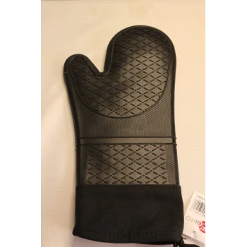 Siyah Profesyonel Silikon Fırın Eldiveni, Mutfak, Barbekü, Fırın, Izgara Için içi Pamuklu Isıya Dayanıklı Büyük Boy 36 Cm