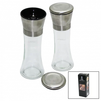 Cam Hazneli - Metal Kapaklı Büyük Tuz - Baharat Öğütücü