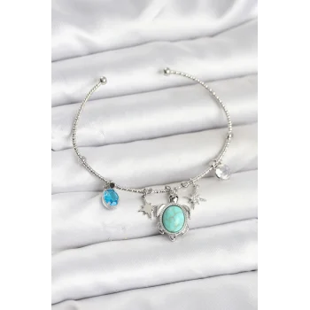 Caretta Caretta Charmlı Gümüş Renk Kadın Bileklik