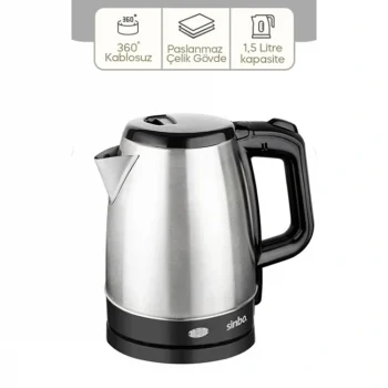 Çelik Kettle 1.7lt Gizli Rezistans - Kablosuz Sk-8015