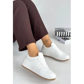 Ceyyan Beyaz Cilt Bağcıklı Spor Ayakkabı