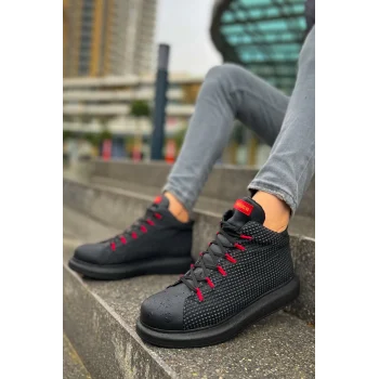 CH111 - GST Milano Erkek Bot SIYAH/KIRMIZI