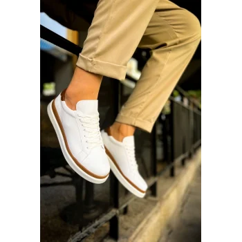 CH979 - Santoni GBT Spor Erkek Ayakkabı BEYAZ/TABA