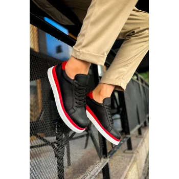 CH979 - Santoni GBT Spor Erkek Ayakkabı SIYAH/KIRMIZI