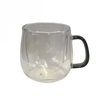 Çift Cidarlı Cam Kupa Gri Renk