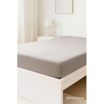 Çift Kişilik Düz Penye &#37;100 Pamuklu Lastikli Çarşaf 160X200 Newsheet Gri