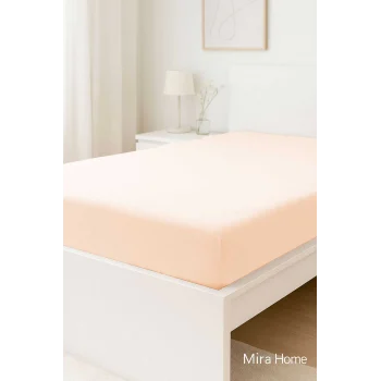 Çift Kişilik Düz Penye  &#37;100 Pamuklu Lastikli Çarşaf 180X200 Newsheet Somon