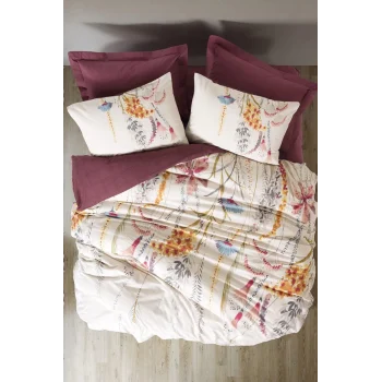 Çift Kişilik Nevresim Takımı Flos Bordo