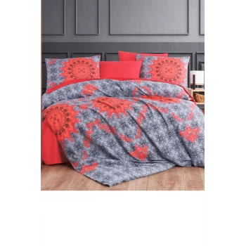 Çift Kişilik Nevresim Takımı Pamuklu Asil Kırmızı