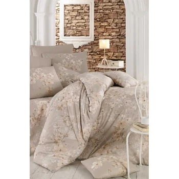 Çift Kişilik Nevresim Takımı Pamuklu Bej Bahar