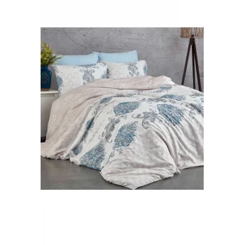 Çift Kişilik Nevresim Takımı Pamuklu Mavi Asalet