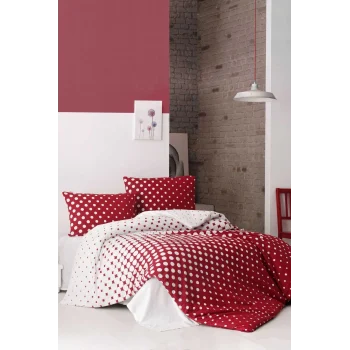 Çift Kişilik Nevresim Takımı Pamuklu Retro Puantiye