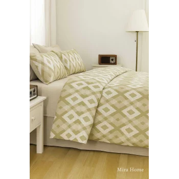 Çift Kişilik Pamuklu Nevresim Takımı İç İçe Baklava Desen