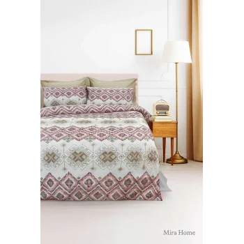 Çift Kişilik Pamuklu Nevresim Takımı Kareli Motifli